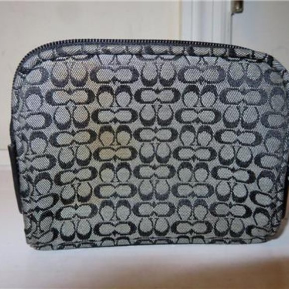 COACH BLACK,GRAY CANVAS/LEATHER WALLET POUCH - Picture 4 of 7